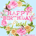 Beautiful Birthday Flowers Card for Liesel with Animated Butterflies