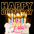 Lila - Animated Happy Birthday Cake GIF Image for WhatsApp