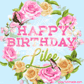 Beautiful Birthday Flowers Card for Lilee with Animated Butterflies