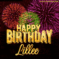 Wishing You A Happy Birthday, Lillee! Best fireworks GIF animated greeting card.