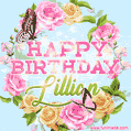 Beautiful Birthday Flowers Card for Lillian with Animated Butterflies