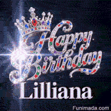 Elegant silver-white metallic letters spelling Lilliana at the base of a sparkling jeweled crown on a space backdrop.