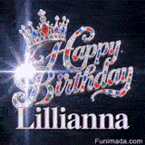 Beautiful birthday animation featuring a silver tiara decorated with ruby, emerald, and sapphire crystals for Lillianna.