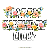 Modern floral Happy Birthday Lilly animated e-card with swaying blooms