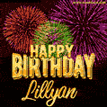Wishing You A Happy Birthday, Lillyan! Best fireworks GIF animated greeting card.