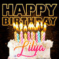 Lilya - Animated Happy Birthday Cake GIF Image for WhatsApp