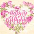 Pink rose heart shaped bouquet - Happy Birthday Card for Lilya