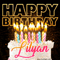 Lilyan - Animated Happy Birthday Cake GIF Image for WhatsApp