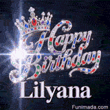 Personalised greeting card for Lilyana featuring a majestic queen headpiece and glowing particle beams.