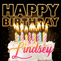 Lindsey - Animated Happy Birthday Cake GIF Image for WhatsApp