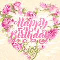 Pink rose heart shaped bouquet - Happy Birthday Card for Livy