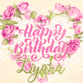 Pink rose heart shaped bouquet - Happy Birthday Card for Liyana