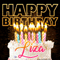 Liza - Animated Happy Birthday Cake GIF Image for WhatsApp