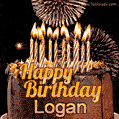 Chocolate Happy Birthday Cake for Logan (GIF)