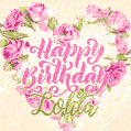 Pink rose heart shaped bouquet - Happy Birthday Card for Lolita