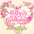 Pink rose heart shaped bouquet - Happy Birthday Card for Londyn