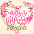Pink rose heart shaped bouquet - Happy Birthday Card for Lorelai