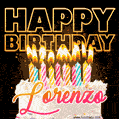 Lorenzo - Animated Happy Birthday Cake GIF for WhatsApp