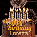 Chocolate Happy Birthday Cake for Loretta (GIF)