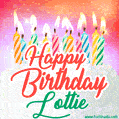 Happy Birthday GIF for Lottie with Birthday Cake and Lit Candles