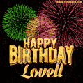 Wishing You A Happy Birthday, Lovell! Best fireworks GIF animated greeting card.