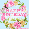 Beautiful Birthday Flowers Card for Luanna with Animated Butterflies