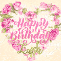 Pink rose heart shaped bouquet - Happy Birthday Card for Luca