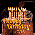 Chocolate Happy Birthday Cake for Lucas (GIF)