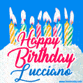 Happy Birthday GIF for Lucciano with Birthday Cake and Lit Candles