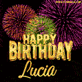 Wishing You A Happy Birthday, Lucia! Best fireworks GIF animated greeting card.
