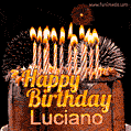 Chocolate Happy Birthday Cake for Luciano (GIF)