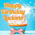 Happy Birthday, Luciano! Elegant cupcake with a sparkler.