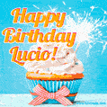 Happy Birthday, Lucio! Elegant cupcake with a sparkler.
