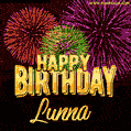 Wishing You A Happy Birthday, Lunna! Best fireworks GIF animated greeting card.
