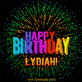 New Bursting with Colors Happy Birthday Lydiah GIF and Video with Music