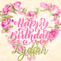 Pink rose heart shaped bouquet - Happy Birthday Card for Lydiah
