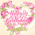 Pink rose heart shaped bouquet - Happy Birthday Card for Lynden