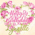 Pink rose heart shaped bouquet - Happy Birthday Card for Lynnette