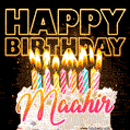 Maahir - Animated Happy Birthday Cake GIF for WhatsApp