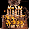 Chocolate Happy Birthday Cake for Maanya (GIF)