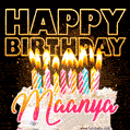 Maanya - Animated Happy Birthday Cake GIF Image for WhatsApp