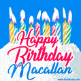 Happy Birthday GIF for Macallan with Birthday Cake and Lit Candles