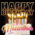 Macarthur - Animated Happy Birthday Cake GIF for WhatsApp