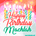 Happy Birthday GIF for Machlah with Birthday Cake and Lit Candles
