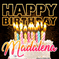 Madalena - Animated Happy Birthday Cake GIF Image for WhatsApp
