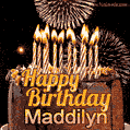 Chocolate Happy Birthday Cake for Maddilyn (GIF)