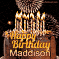 Chocolate Happy Birthday Cake for Maddison (GIF)