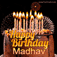 Chocolate Happy Birthday Cake for Madhav (GIF)