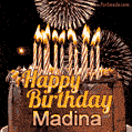Chocolate Happy Birthday Cake for Madina (GIF)