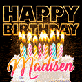 Madisen - Animated Happy Birthday Cake GIF Image for WhatsApp
